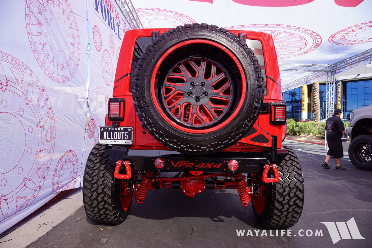 41. 2017 SEMA American Force Wheels Red Jeep JK Wrangler Unlimited. 