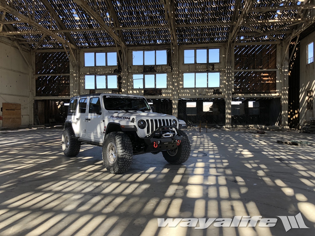 Jeep JL Wrangler in an old Hanger